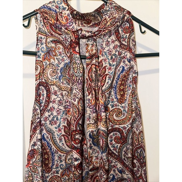 FINDERS KEEPERS Red Paisley Cyrus Dress Med High-low Tie In Back With Tassles - Picture 7 of 12